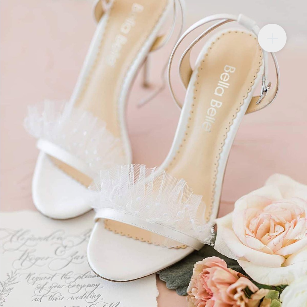 Brand New Bella Belle White Polka Dot Frill Heels